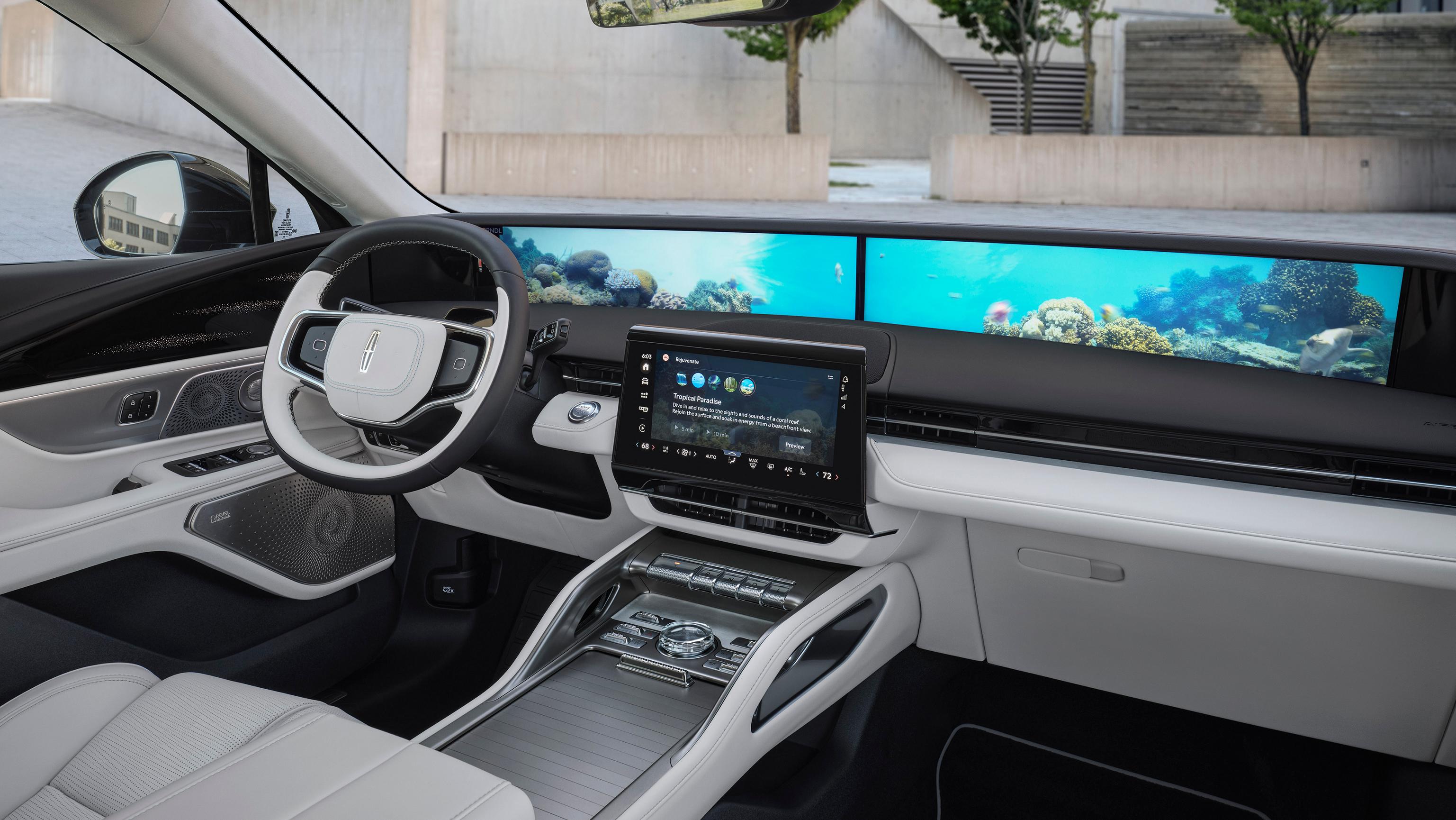Lincoln Rejuvenate présentée sur l'écran panoramique à l'intérieur du VUS Lincoln Nautilus® 2027