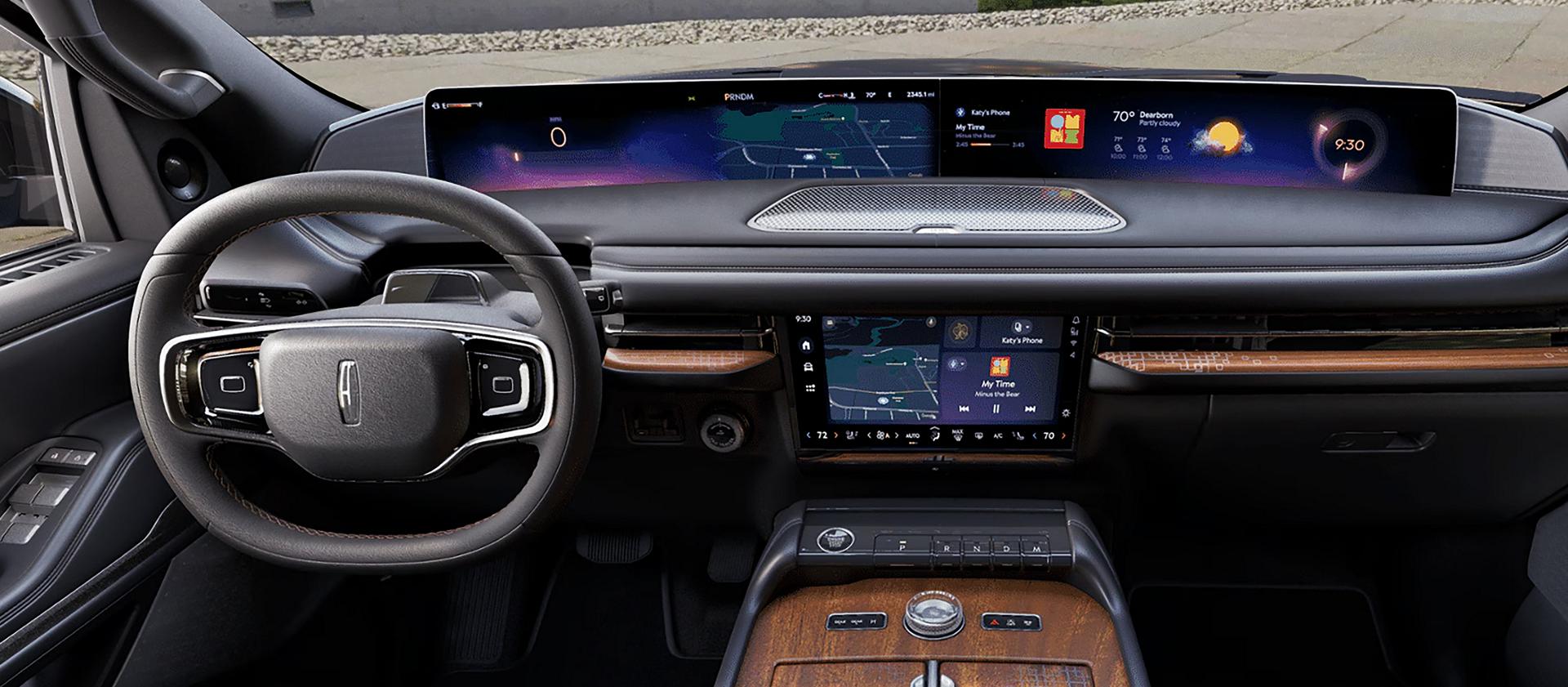 L'habitacle avant d'un modèle Lincoln Navigator® Black Label™ 2027, dans la thématique Invitation